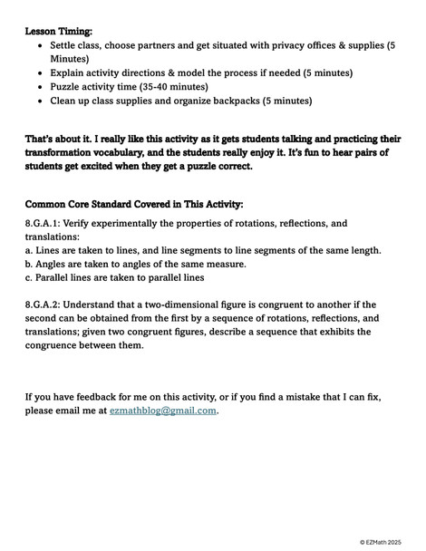Talking Transformations: A Partner Activity for 8th Grade Geometry