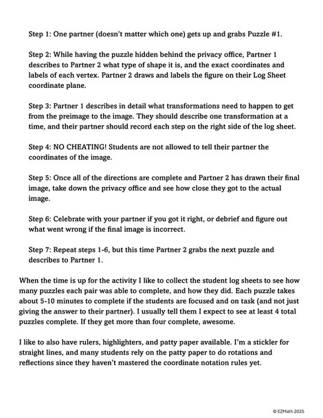 Talking Transformations: A Partner Activity for 8th Grade Geometry