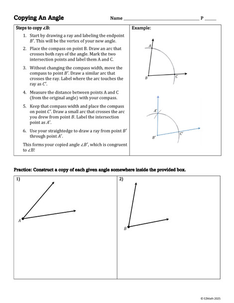 Geometry Construction Basics Practice - Segments & Angles