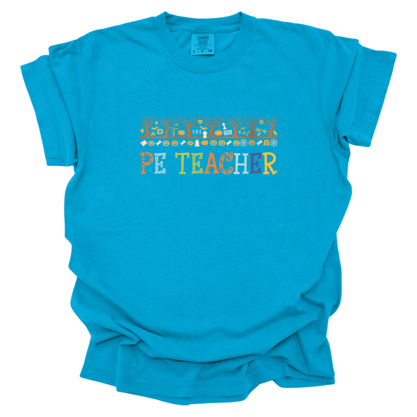 Fall Theme PE Teacher Comfort Colors T-Shirt