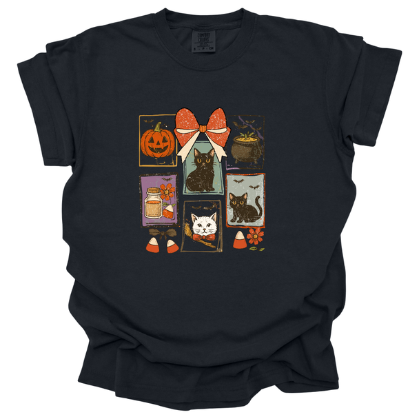 Vintage Black Cat Halloween Comfort Colors T-Shirt