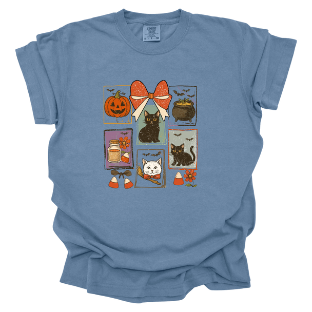 Vintage Black Cat Halloween Comfort Colors T-Shirt