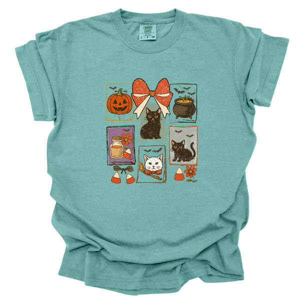 Vintage Black Cat Halloween Comfort Colors T-Shirt