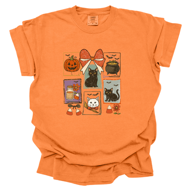 Vintage Black Cat Halloween Comfort Colors T-Shirt