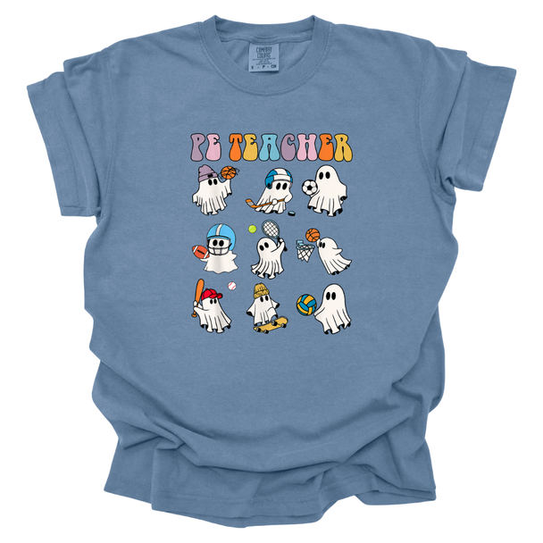 Groovy PE Teacher Sporty Ghosts Comfort Colors T-Shirt