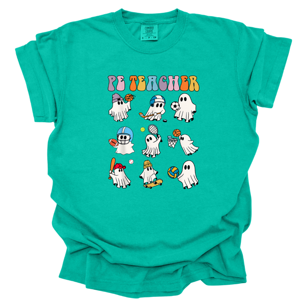 Groovy PE Teacher Sporty Ghosts Comfort Colors T-Shirt