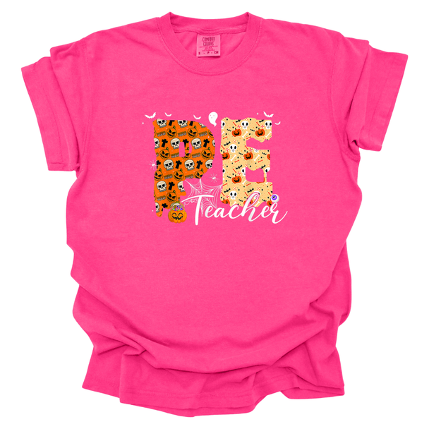 PE Teacher Skull Script Comfort Colors T-Shirt