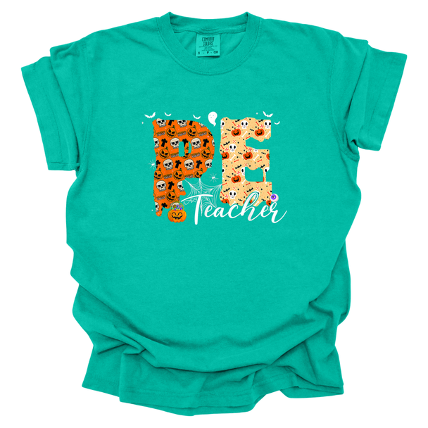 PE Teacher Skull Script Comfort Colors T-Shirt