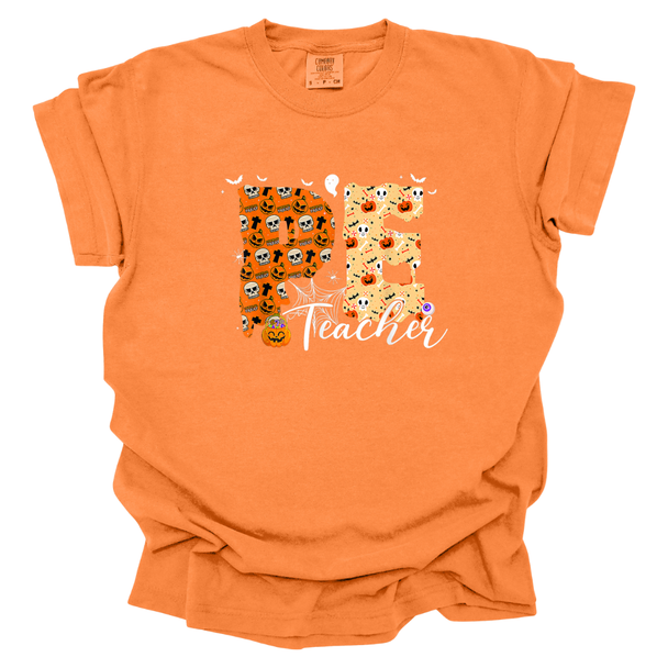 PE Teacher Skull Script Comfort Colors T-Shirt