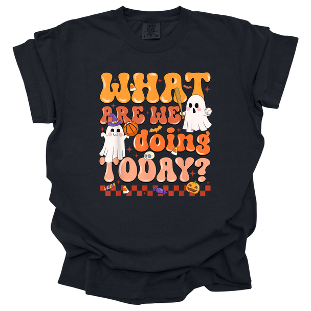 What Are We Doing Today? PE Halloween Theme Comfort Color T-Shirt