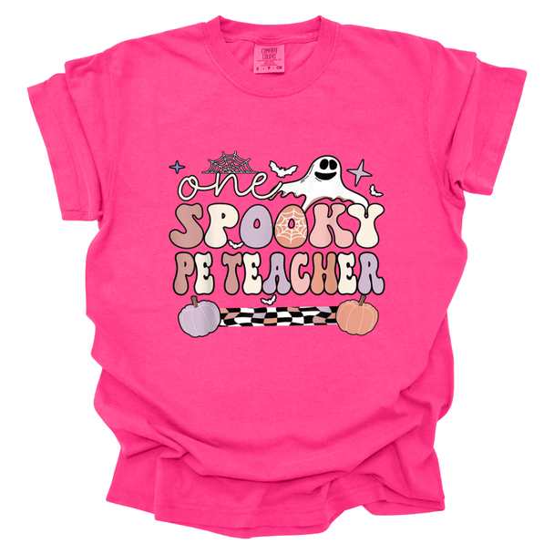 One Spooky PE Teacher Pastel Halloween Comfort Colors T-Shirt