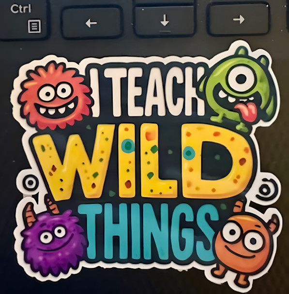 I Teach Wild Things – Cute Monster waterproof  Vinyl Sticker for Teachers