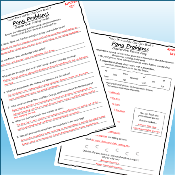 Nancy Drew and the Clue Crew Pony Problems Novel Study