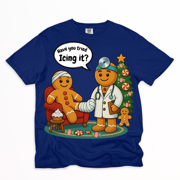 Gingerbread "Have you tried Icing It" Shirt on Comfort Colors