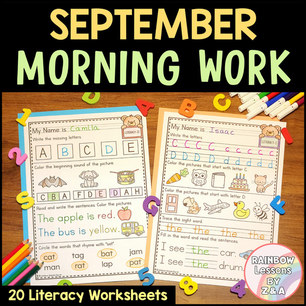 September Morning Work Kindergarten | Math and Literacy Centers | Fall Morning September Morning Work Kindergarten | Math and Literacy Centers | Fall Morning