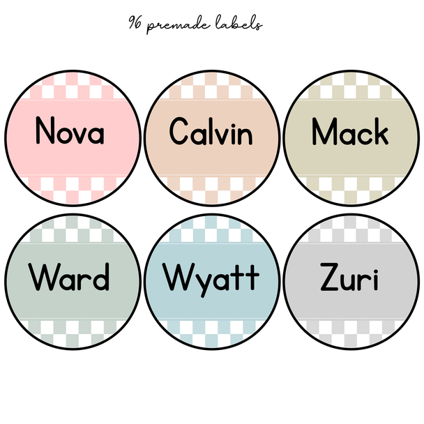 Printable Boho Name Labels, Round Student Nametags Bundle Pack