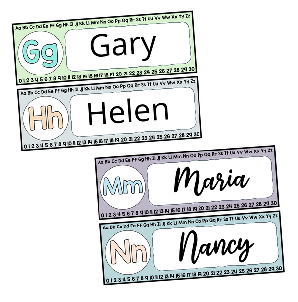 Printable Alphabets Student Desk Plates for Kindergarten, Grade 1 Desk Plates