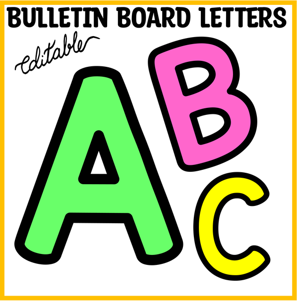 Printable Bright Colorful Bulletin Board Letters, Large Alphabet Letters for KG