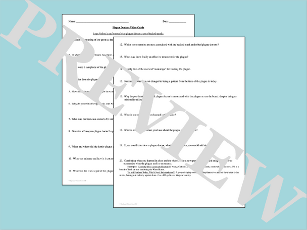 Doctors During the Black Death Plague Activity Video Guide Analysis