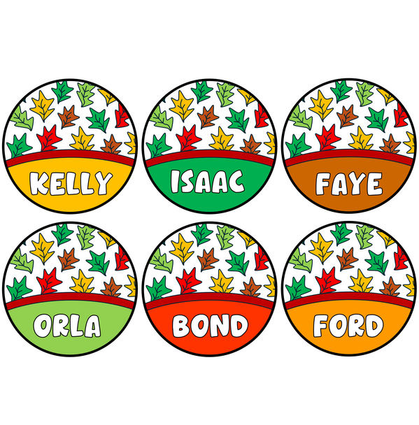 Printable Boho Bright Fall Student Nametags, Autumn Name Labels Bundle Pack