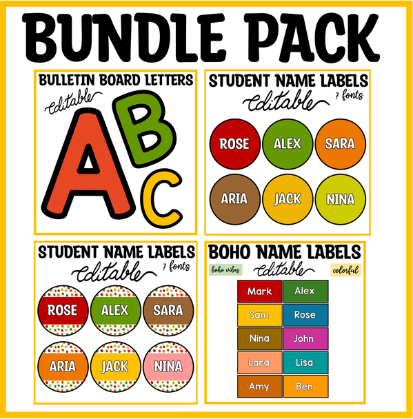 Printable Bright Alphabet Letters, Nametags Bundle Pack, Fall Decorative Letters Printable Bright Alphabet Letters, Nametags Bundle Pack, Fall Decorative Letters