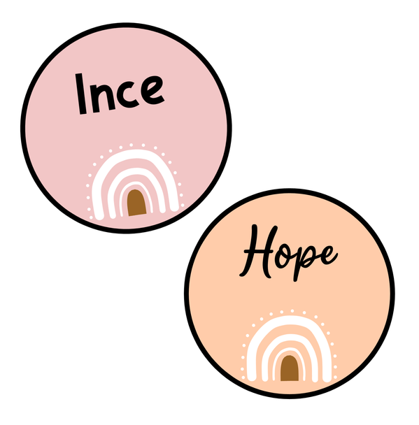 Printable Boho Name Plates, Round Student Nametags Bundle Pack