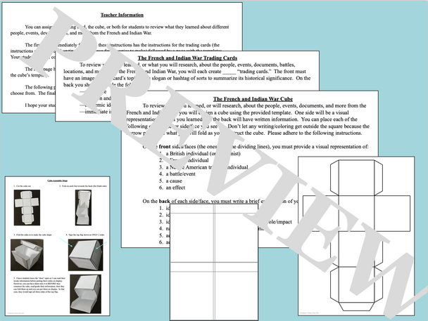The French and Indian War Activity Review Projects The French and Indian War Activity Review Projects