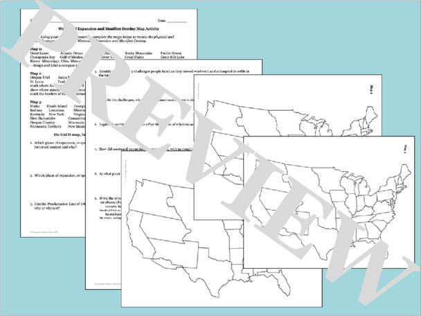 Westward Expansion and Manifest Destiny Map Activity Westward Expansion and Manifest Destiny Map Activity