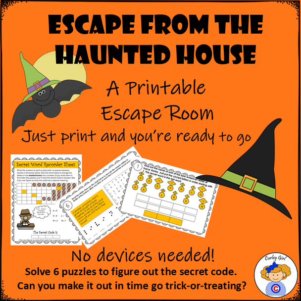 Escape from the Haunted House Printable Halloween Escape Room