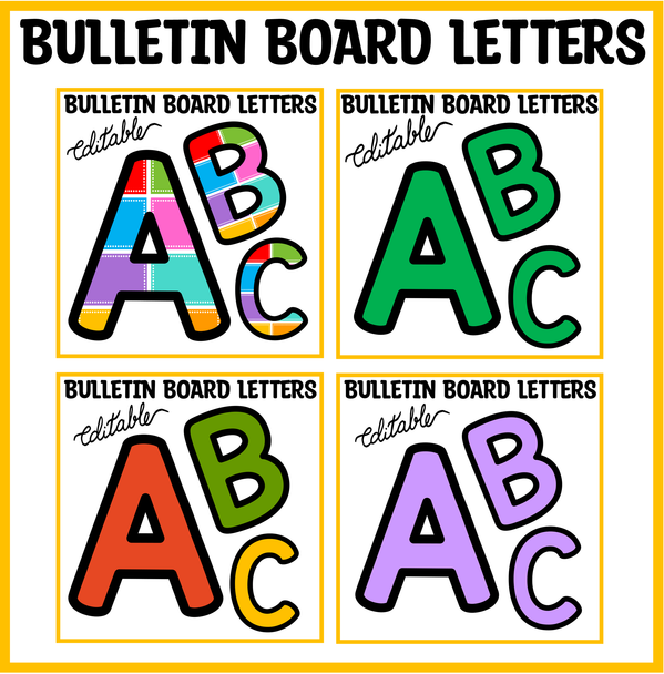 Printable Bulletin Board Letters Bundle Pack, Vibrant Large Alphabet Letters