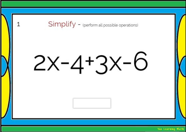 Combining Like Terms & Evaluating Algebraic Expressions: DIGITAL BOOM Cards