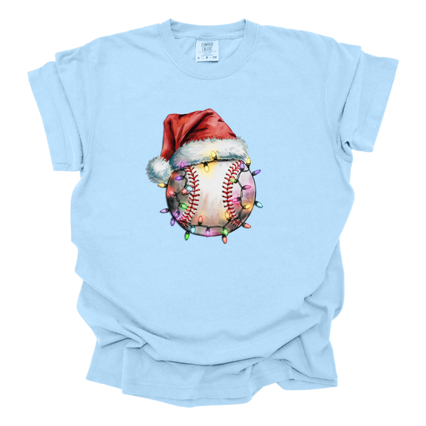 Baseball in Christmas Lights - Comfort Colors T-shirt 
