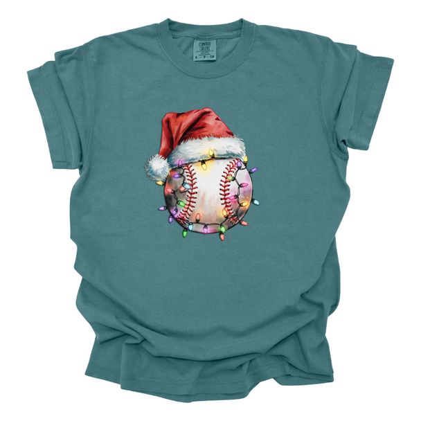 Baseball in Christmas Lights - Comfort Colors T-shirt 