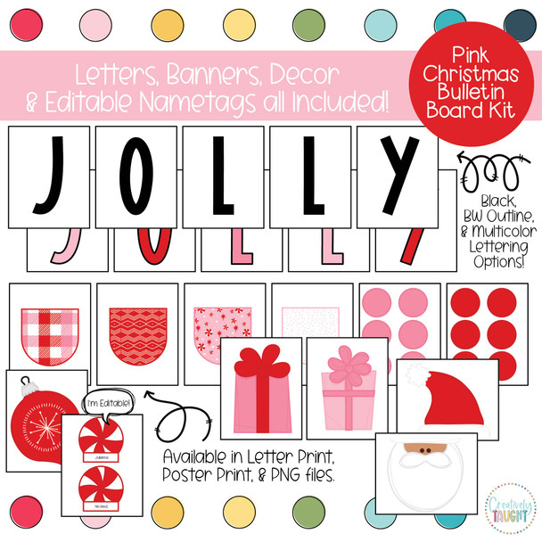 Pink Christmas Bulletin Board Kit
