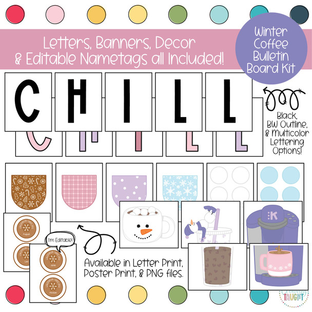 Winter Coffee Bulletin Board Kit