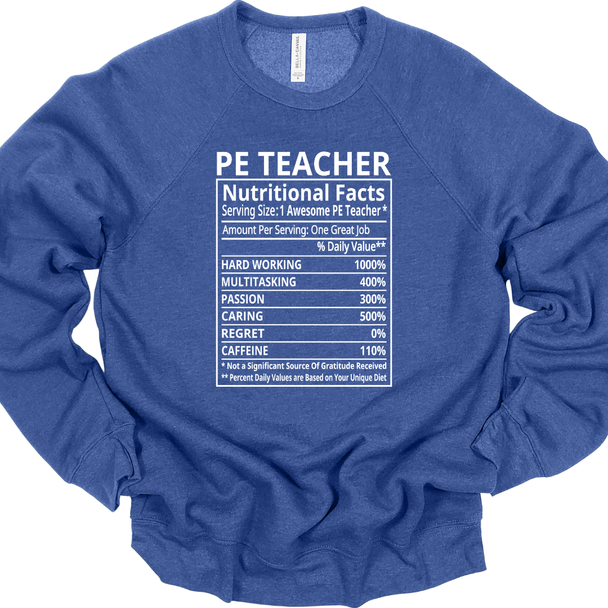 PE Teacher Nutrition Facts - Sweatshirt & Hoodie 