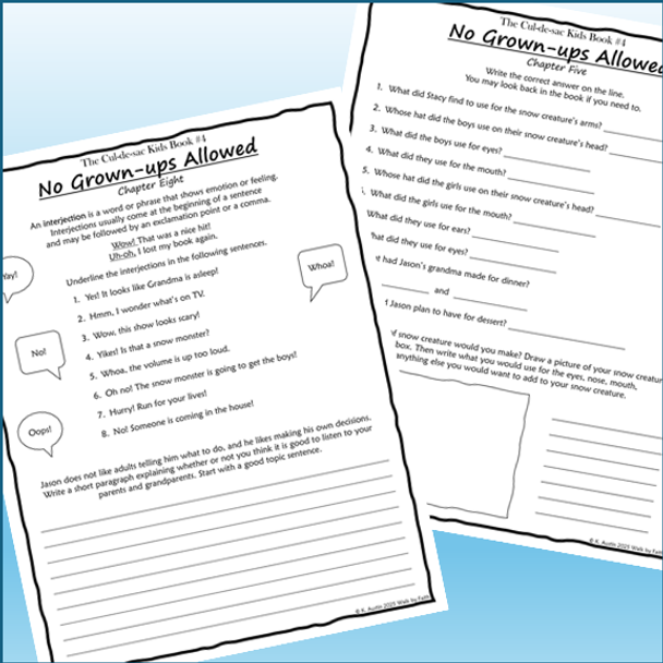 No Grown-ups Allowed Novel Study The Cul-de-sac Kids Book 4