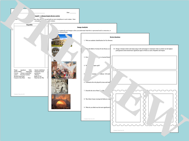 Rome as a Republic or Empire Sorting Chart Image Identifications Review Activity