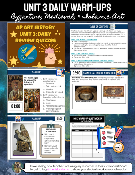 Daily Warm-Ups AP Art History Unit 3