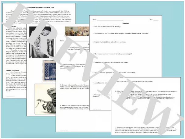 Assassination of Archduke Franz Ferdinand Primary Source and Image Analysis