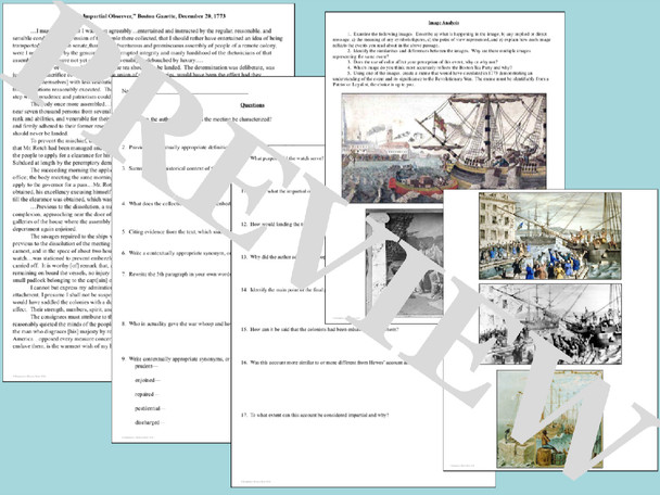 Causes of the Revolutionary War Primary Sources Timeline Map Activities Bundle