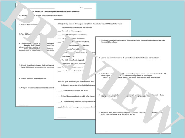 Events of the Texas Revolution PowerPoint Activities Timeline Overview