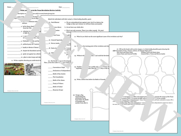 Events of the Texas Revolution PowerPoint Activities Timeline Overview