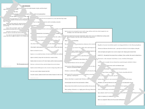 Ancient Athens and Sparta Compare and Contrast Activities Bundle