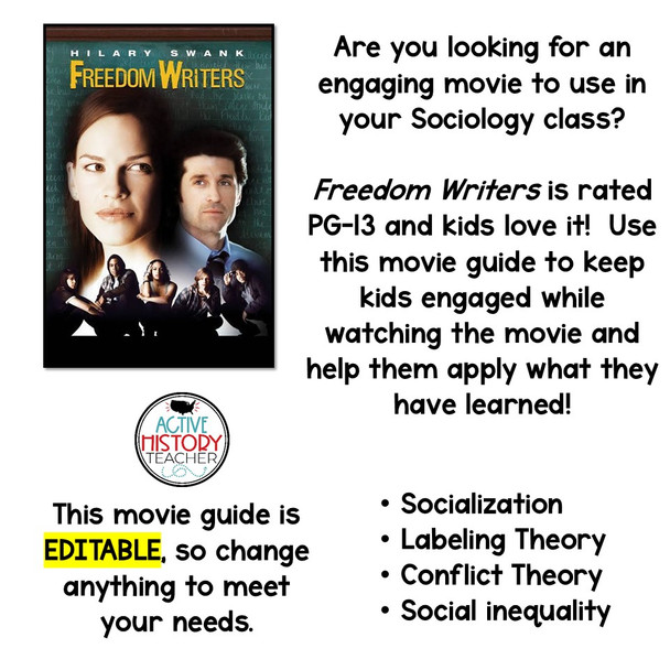 Sociology Freedom Writers Movie Guide No Prep Video Guide Sub Plans Conflict Theory