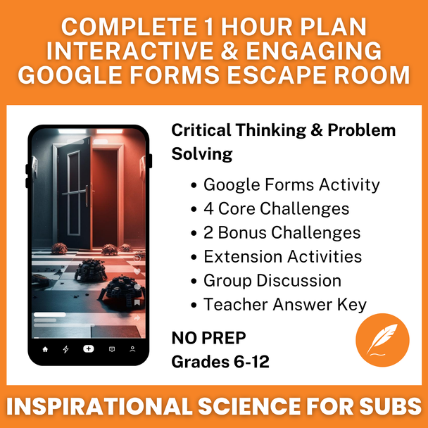 Elements, Compounds, Mixtures & Solutions: Digital Escape Room (Physical Science Sub Plan)