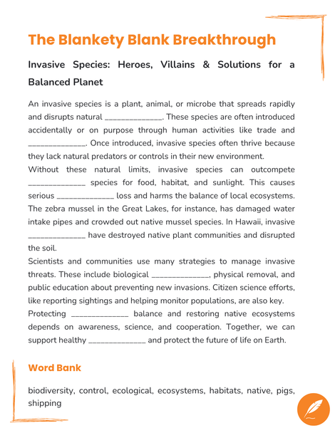 Invasive & Keystone Species: Digital Escape Room (Ecology & Biodiversity Sub Plan)