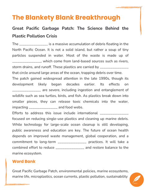 Great Pacific Garbage Patch & Ocean Pollution: Digital Escape Room (Environmental Science)