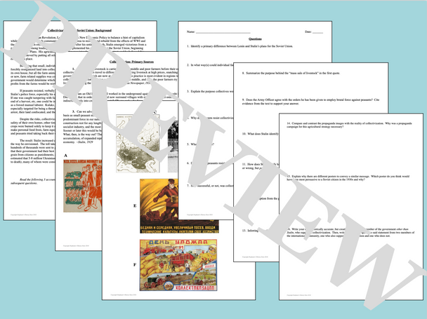 Soviet Union Collectivization Primary Source and Image Analysis Activity