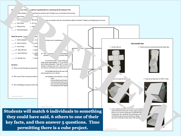 Revolutionary War Activity Unsung Heroes Gallery Walk PowerPoint and Project